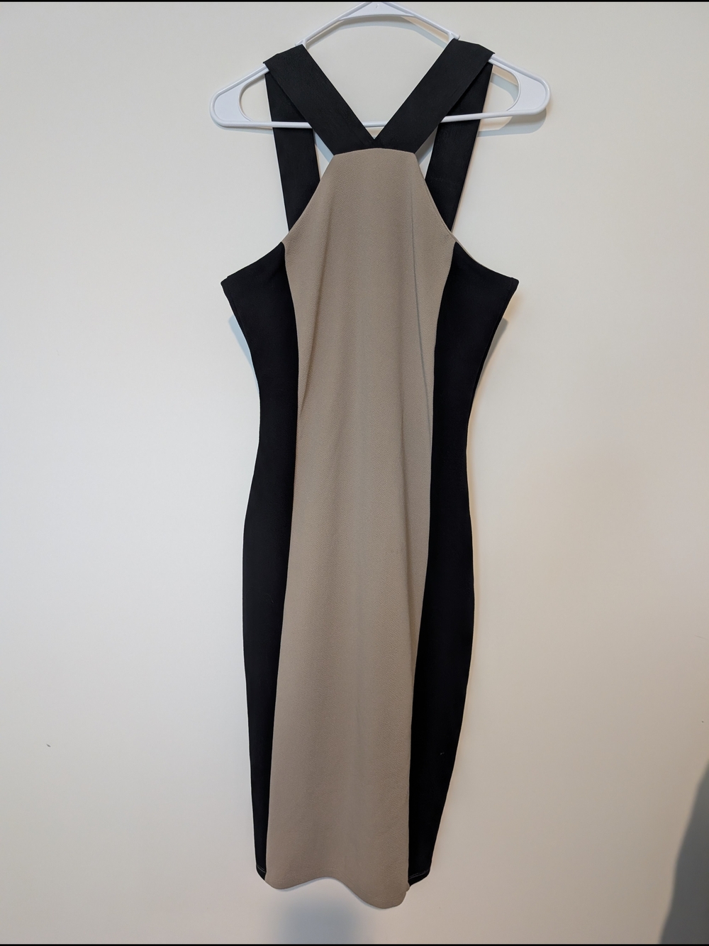 Almost Famous Black and Taupe Colorblock Midi Dress